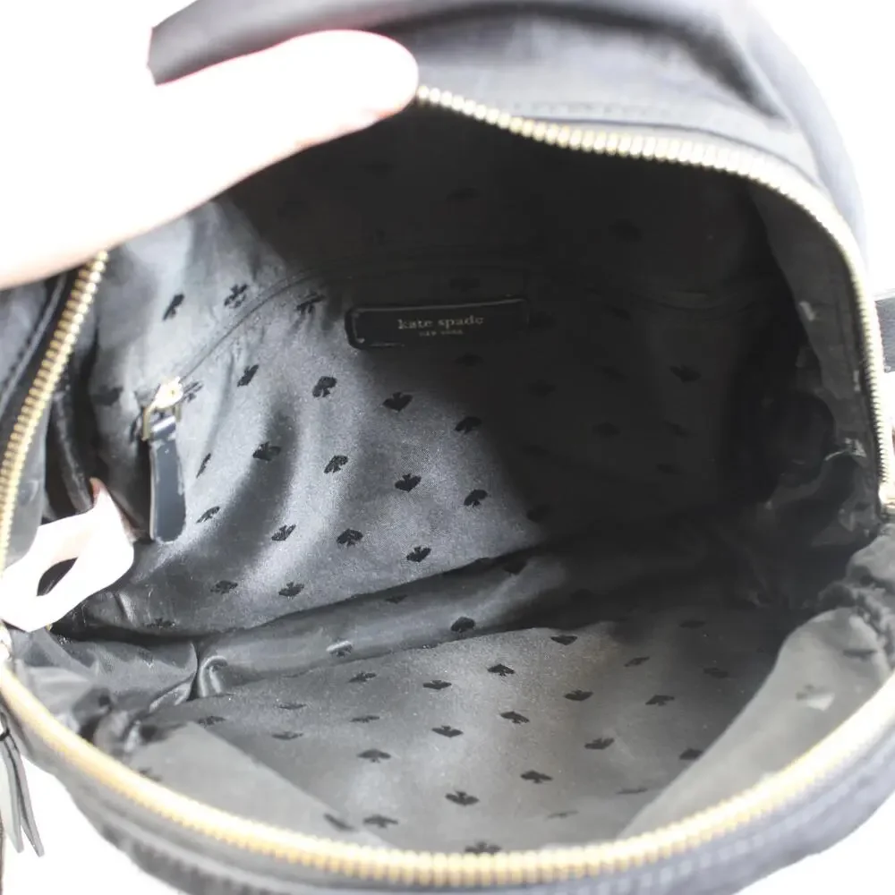 Kate Spade Backpack Women Small Black Nylon Mini Bag Gold Zip Casual Travel READ